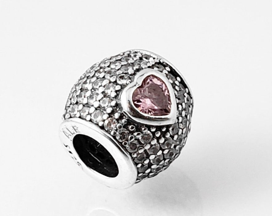 PCHARM2176 CIRCULAR CON CUENTAS Y PIEDRA EN FORMA DE CORAZON EN MEDIO