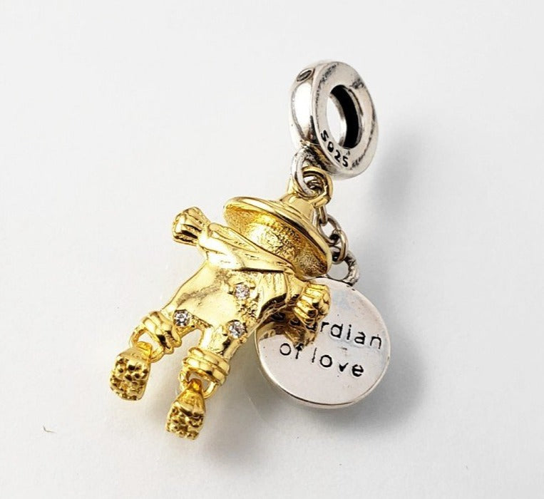 PCHARM2296 COLGANTE DOBLE DE ESPANTAPAJARO CON MENSAJE (GUARDIAN DEL AMOR) AMOR SAN VALENTIN