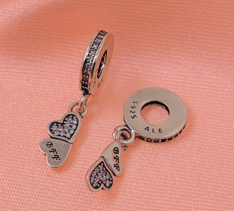 PCHARM2412 COLGANTE CORAZONES DOBLES DE MEJORES AMIGAS