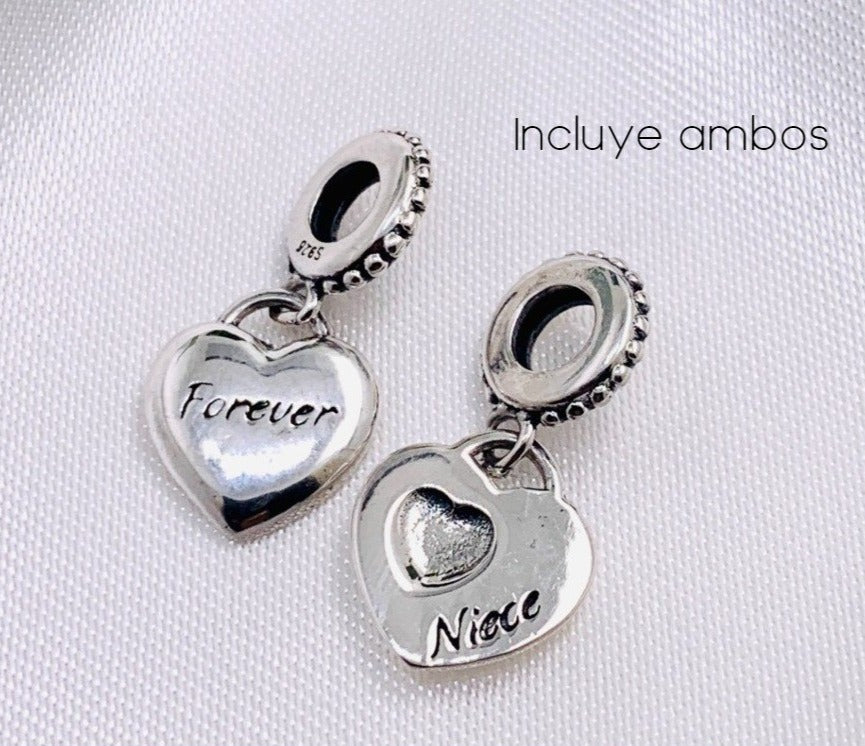 PCHARM2455 DOBLE COLGANTE DE CDORAZON CON MENSAJE (PARA SIEMPRE, SOBRINA)