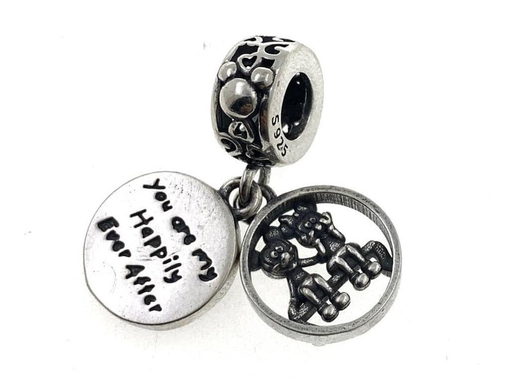 PCHARM2506 COLGANTE DOBLE DE MINNIE Y MICKEY MOUSE CON MENSAJE (TU MI FELIZ PARA SIEMPRE)