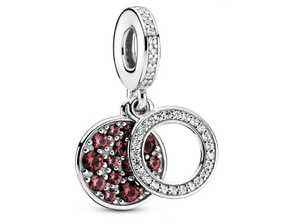 PCHARM2515#1 COLGANTE DOBLE FONDO CON CIRCONES ROSAS