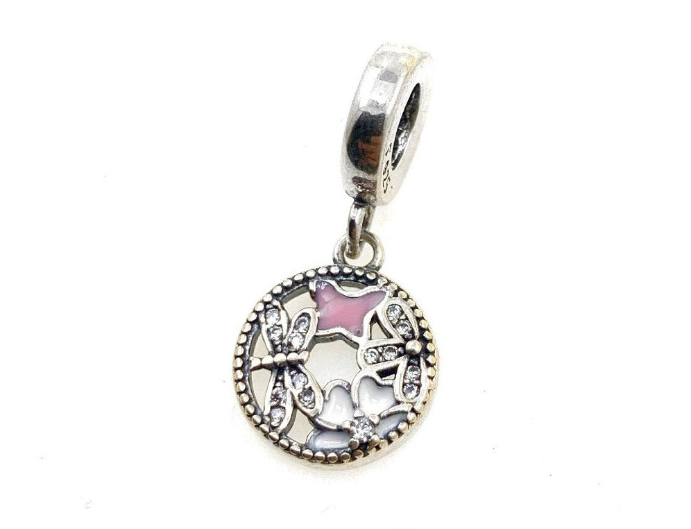 PCHARM2545#1 COLGANTE DE LIBELULA Y FLORES