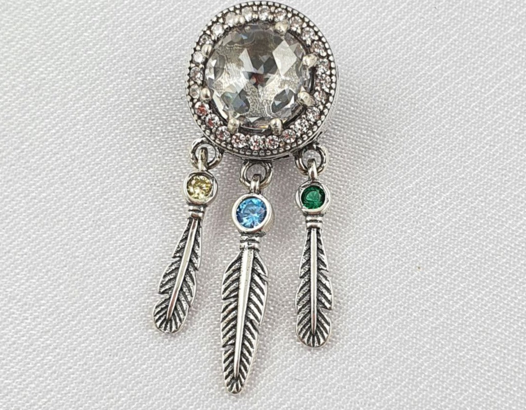 PCHARM2626#3 ATRAPA SUEÑOS PIEDRA TRANSPARENTE