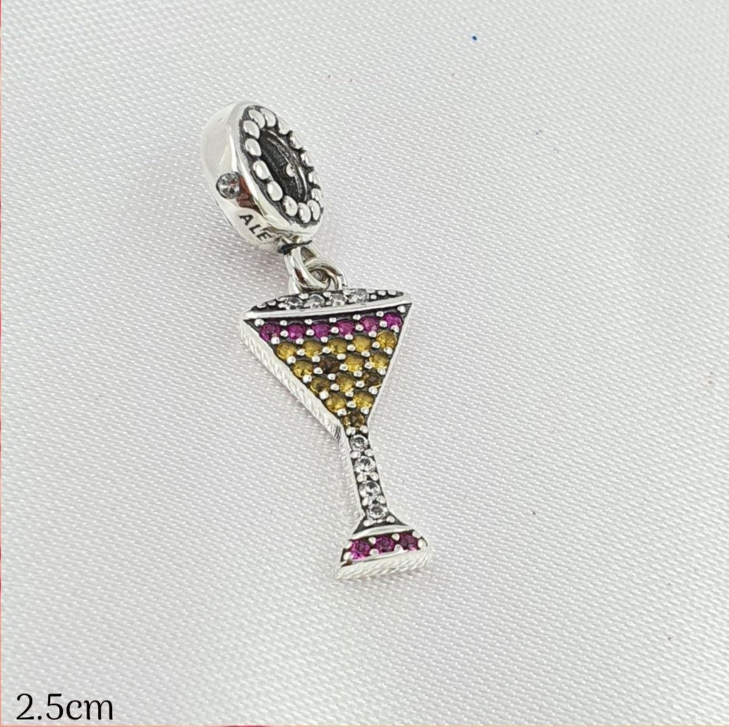 PCHARM2645#1 COLGANTE DE COPA DE COCTEL CON CIRCONES DE COLORES