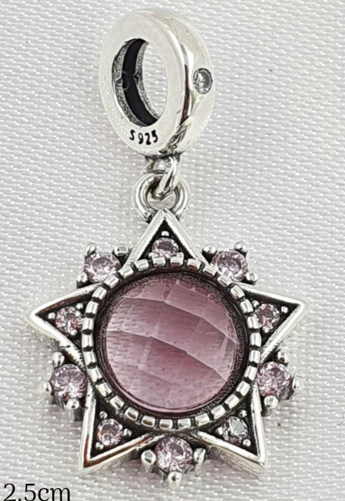 PCHARM2650#4 COLGANTE DE ESTRELLA CON CIRCONES ROSADOS