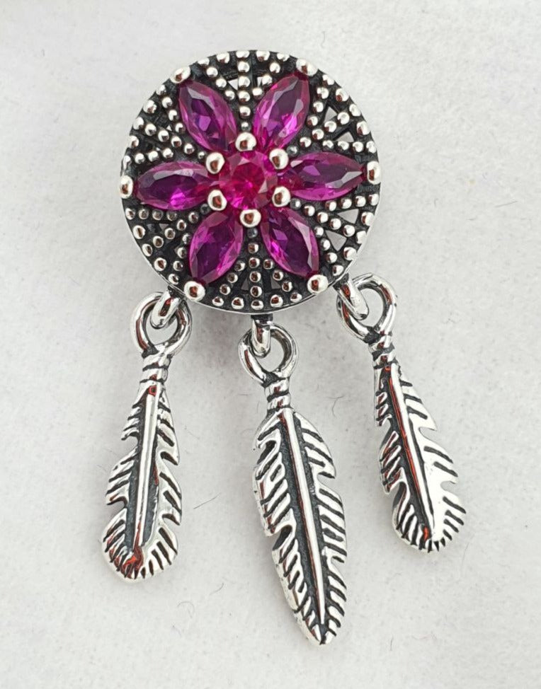 PCHARM2657#2 ATRAPA SUEÑOS CIRCONES FUCSIA