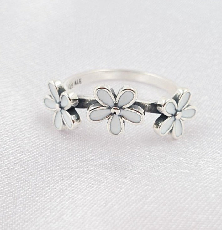 PANI1619B ANILLO FLORES BLANCAS PANDORA, PLATA 925