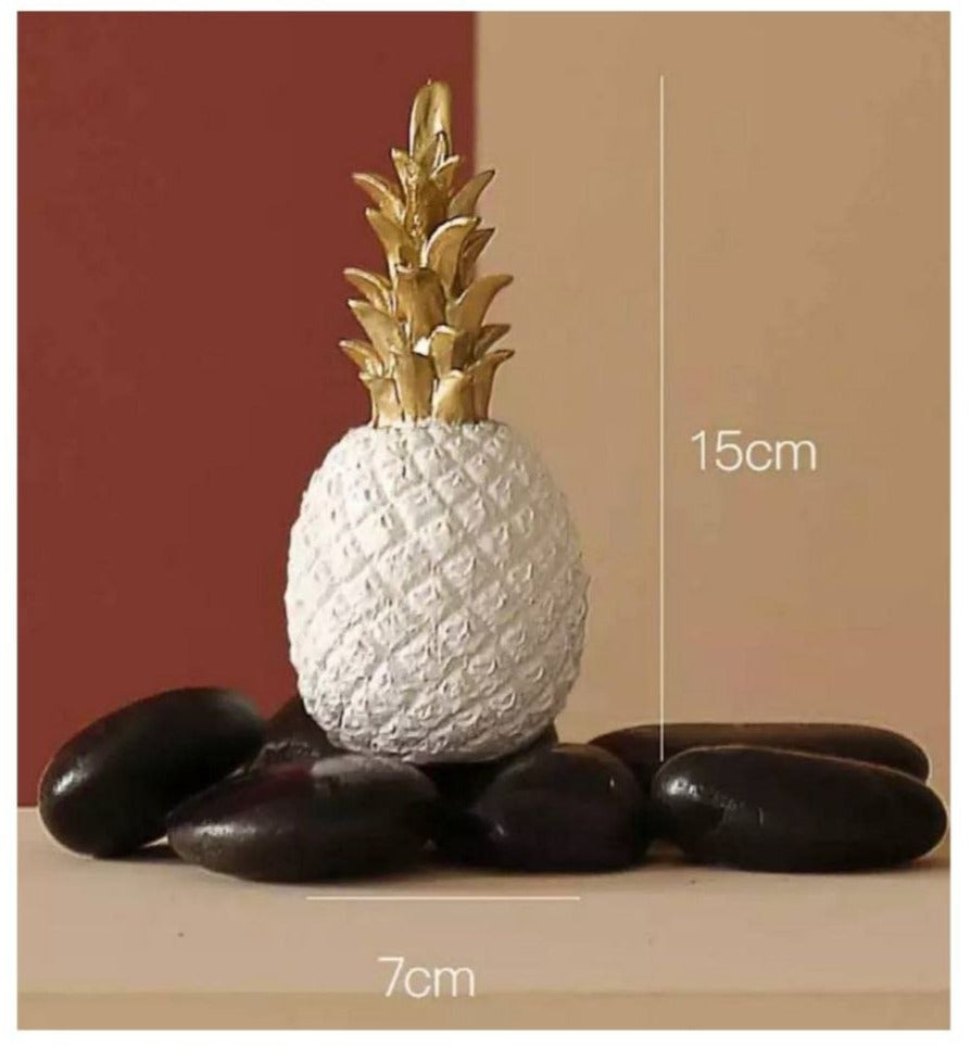 DECORACION ADORNO DE PIÑA BLANCA 15CM ALTO Y 7 CM ANCHO