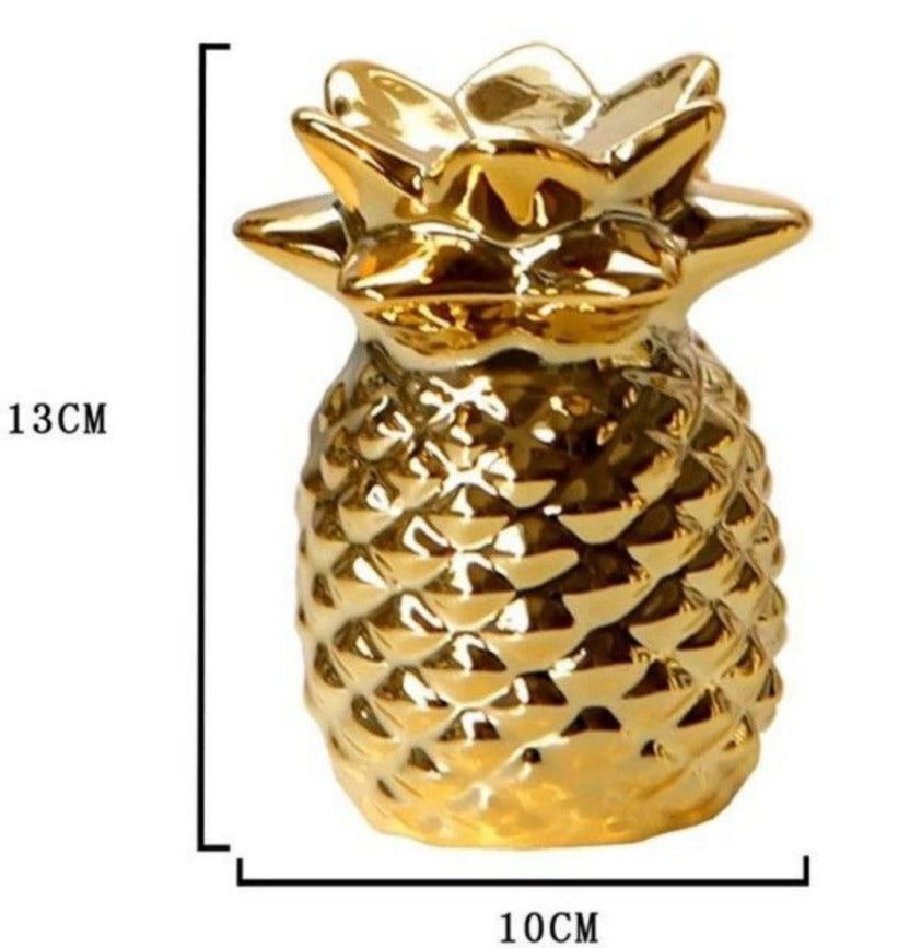 DECORACION ADORNO DE PIÑA 13 CM DE ALTO 10 CM ANCHO DORADA