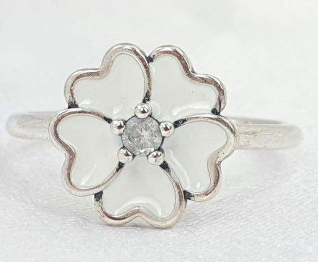 PANI1690A ANILLO FLOR BLANCA, PLATA 925