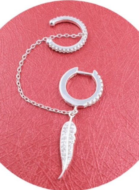 PIERCING TREPADOR CON FORMA DE PLUMA DE PLATA 9.25 PESO: 3.4G