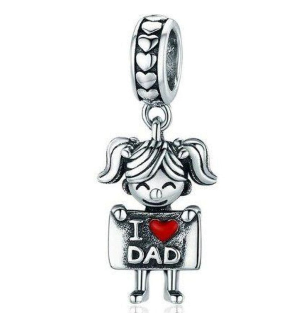 PCHARM2061 COLGANTE DE NIÑA CON LETRERO DE AMO A PÁPA