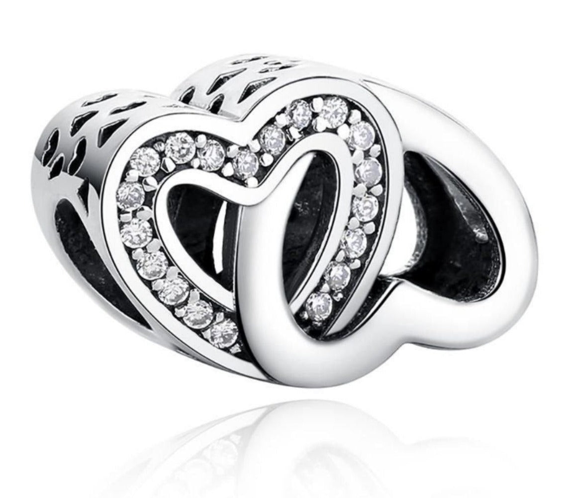 PCHARM2795#2 CORAZON DOBLE CIRCONES TRANSPARENTES