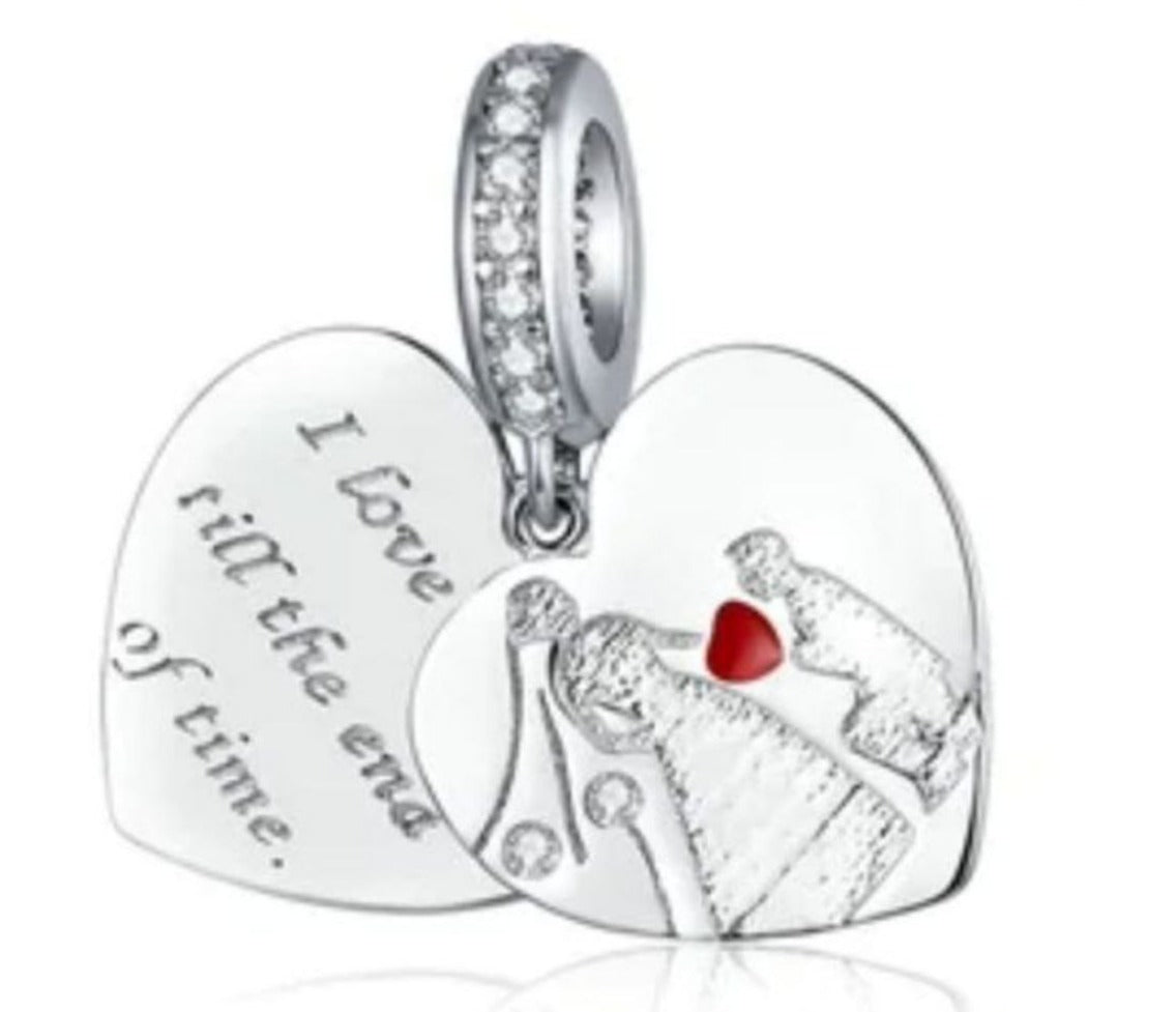 PCHARM2703 COLGANTE DOBLE CORAZON DE MATRIMONIO CON MENSAJE (ME ENCANTAS HASTA EL FIN DE LOS TIEMPOS)