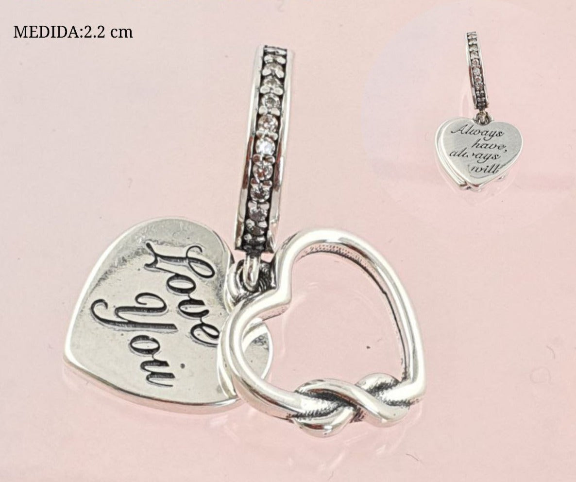 PCHARM2791 COLGANTE CORAZON DOBLE (TE AMO) AMOR SAN VALENTIN