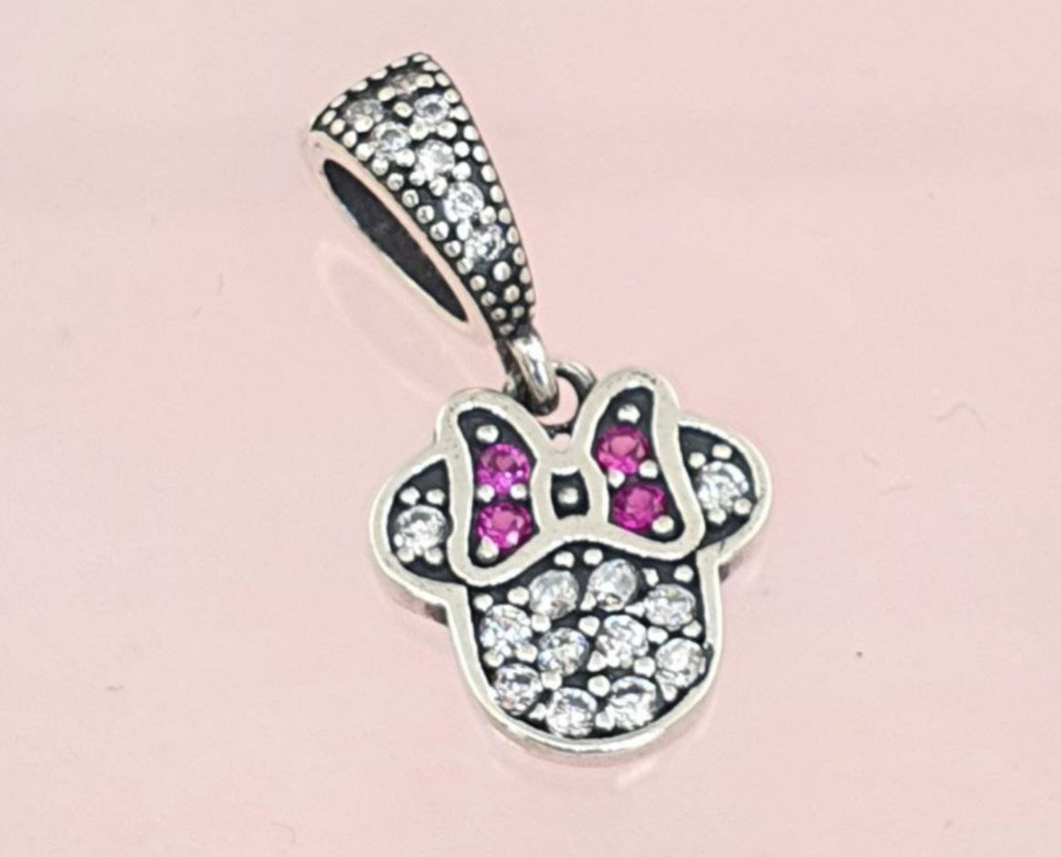 PCHARM2819 COLGANTE CABEZA DE MINNIE MOUSE CON CHONGO ROSADO