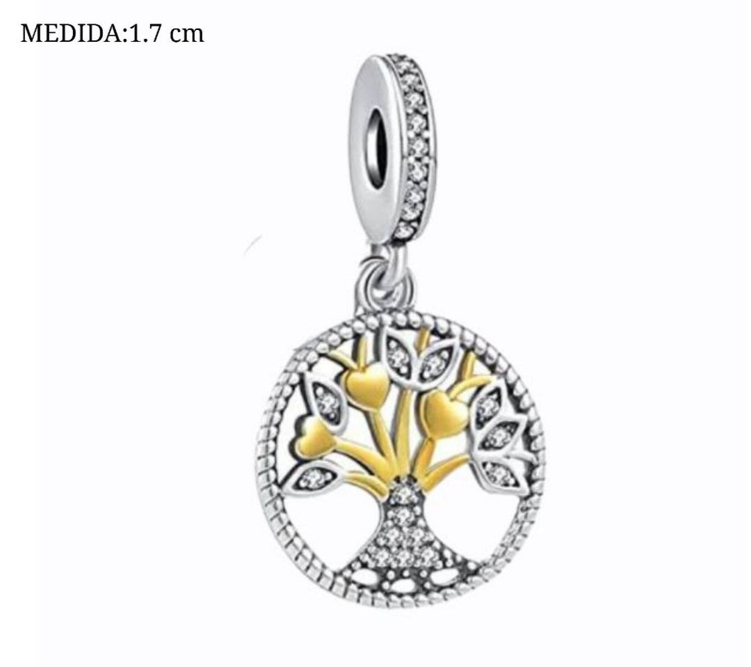 PCHARM2749 COLGANTE CIRCULAR CON EL ARBOL DE LA VIDA EN MEDIO