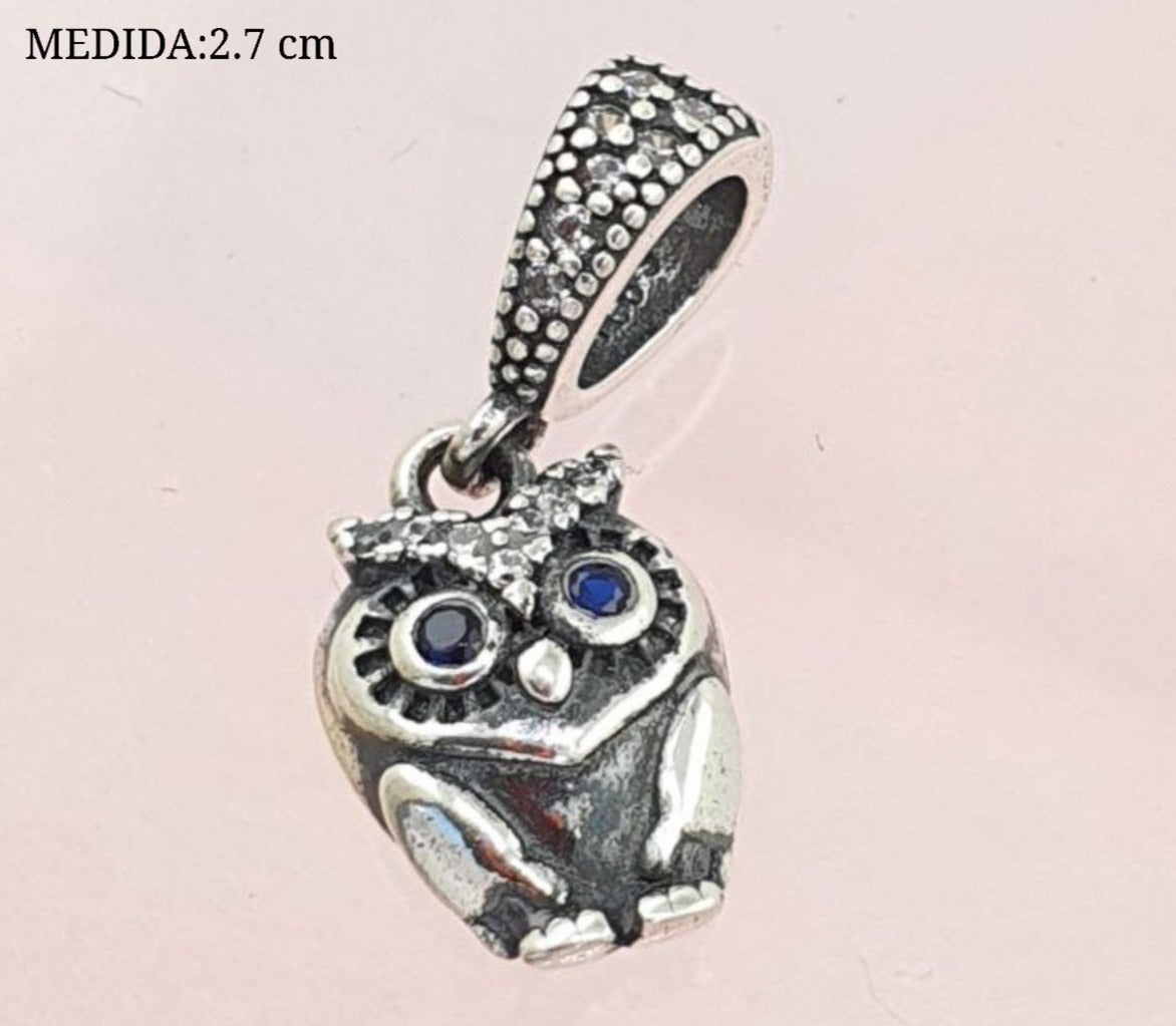 PCHARM2723#2 COLGANTE DE BUHO OJOS COLOR AZUL