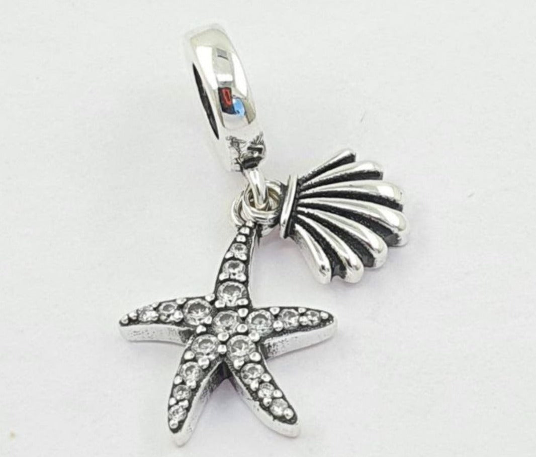 PCHARM2770 COLGANTE DOBLE DE ESTRELLA Y CONCHA DE MAR