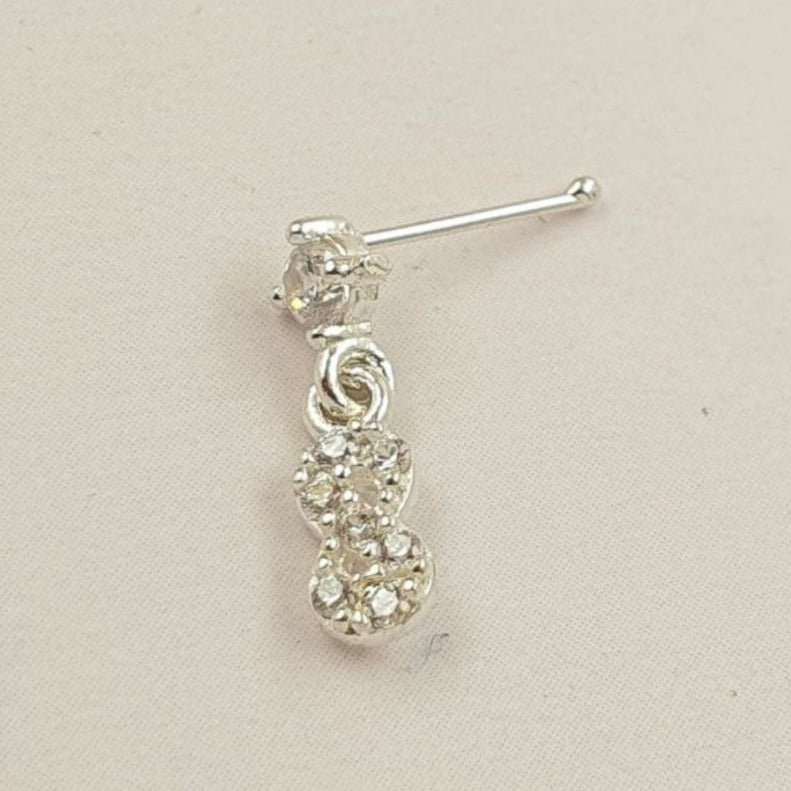 PIERCING DE PLATA 9.25 DE INFITO CON PIEDRAS COLGANTES