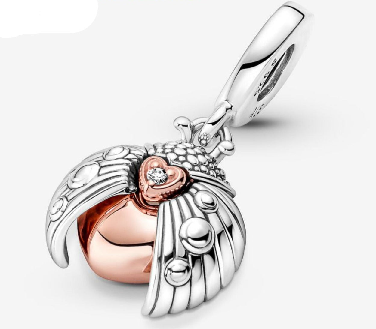 PCHARM2907 COLGANTE DE ESCARABAJO PLATEADO Y ROSE