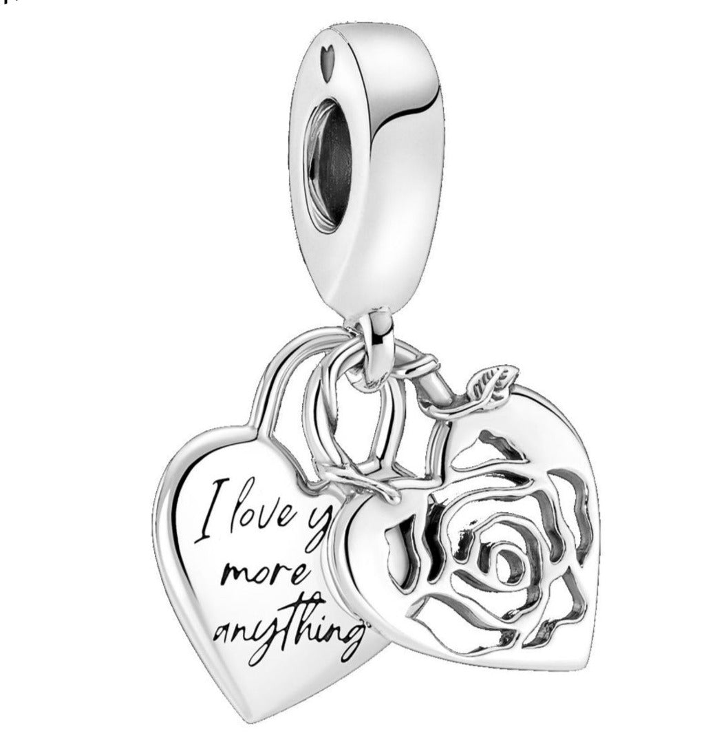 PCHARM2905 COLGANTE DOBLE DE CORAZON, FRASE TE AMO MAS QUE A NADA AMOR SAN VALENTIN