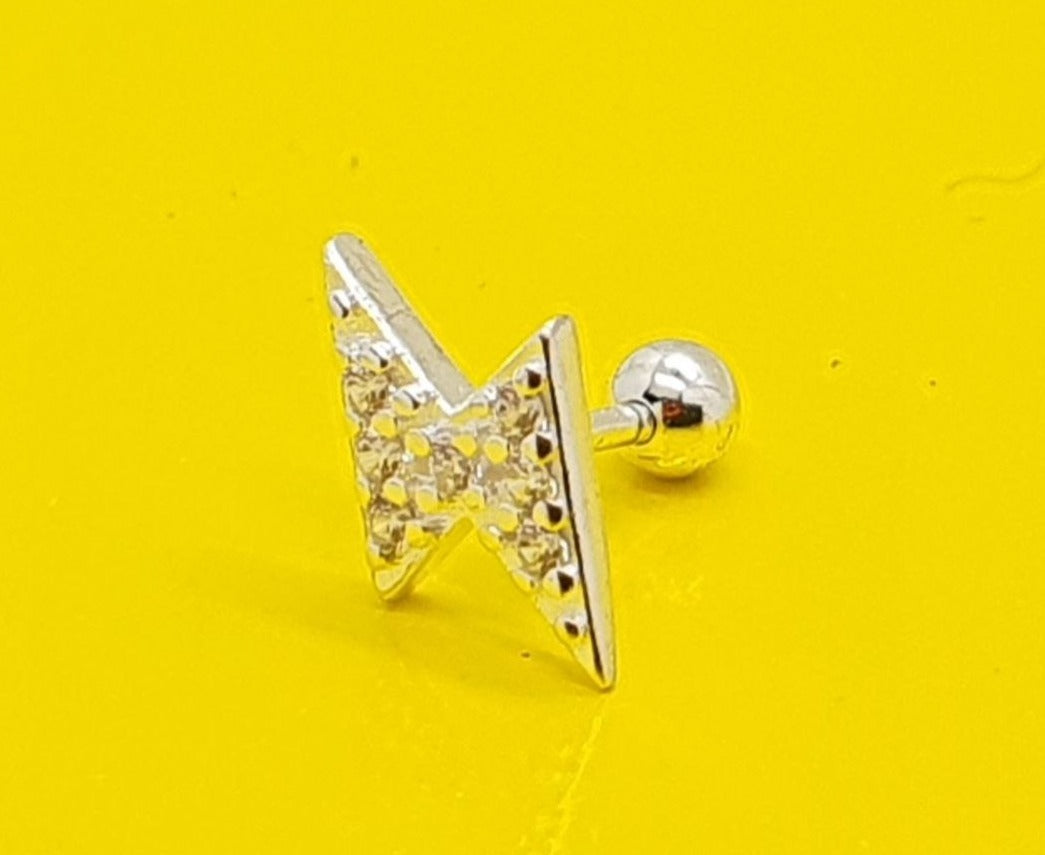 PIERCING EN FORMA DE RAYO DE PLATA 9.25
