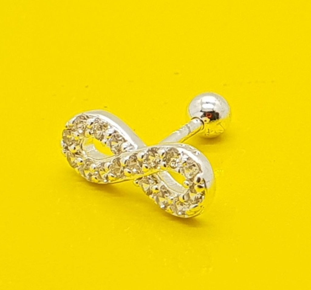 PIERCING EN FORMA DE INFINITO CON PIEDRAS DE PLATA 9.25