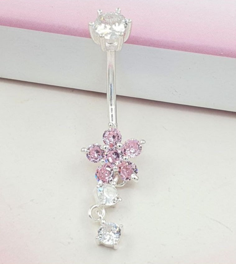 PPIRCI93#3 PIRCI PARA OMBLIGO DE FLOR, PLATA 925