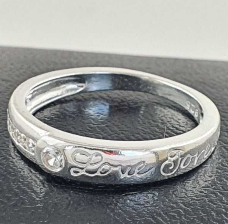 PANI1748 ANILLO DE MATRIMONIO CON MENSAJE (TE AMARE POR SIEMPRE) PLATA 925