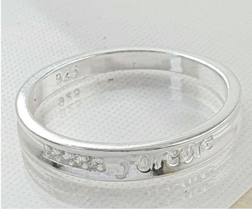 PANI1746 ANILLO DE MATRIMONIO CON MENSAJE (POR SIEMPRE) PLATA 925