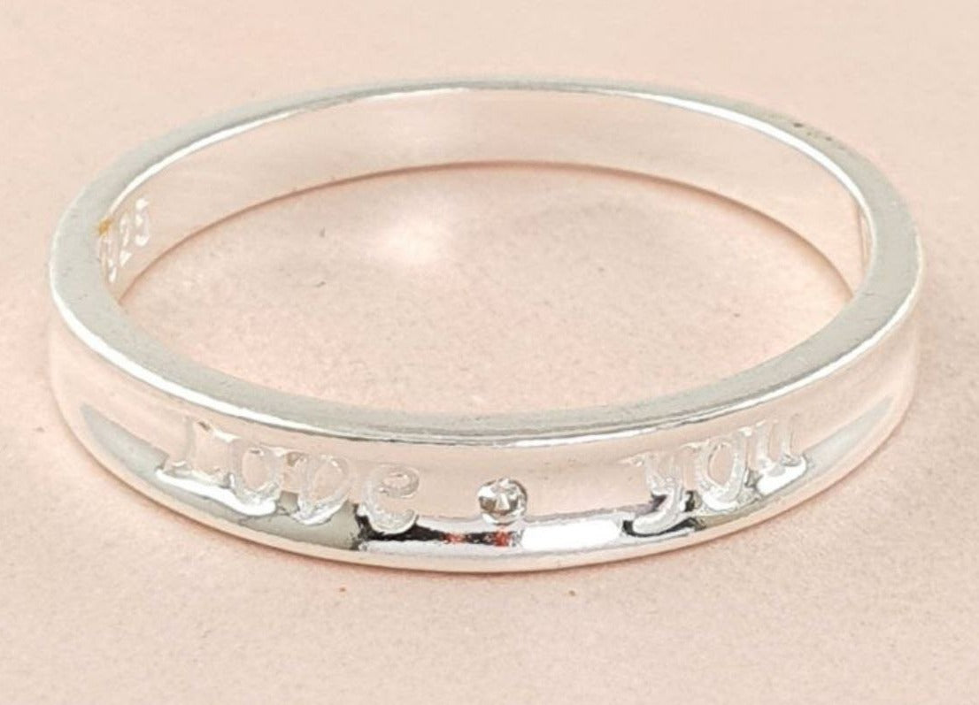 PANI1745 ANILLO DE MATRIMONIO CON MENSAJE ( TE AMO) PLATA 925 AMOR SAN VALENTIN