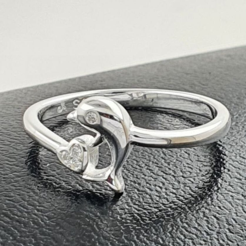 PANI1819 ANILLO DE DELFIN CON CORAZON, PLATA 925