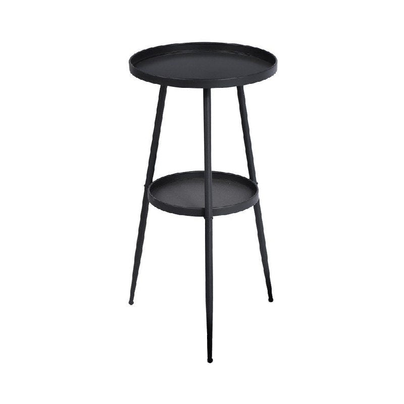 MESA AUXILIAR REDONDA DE METAL PEQUEÑAS DE 2 NIVELES, MESITA DE NOCHE, SALA, JARDIN ESPACIOS PEQUEÑOS 2 COLORES DISPONIBLES 62X32CM