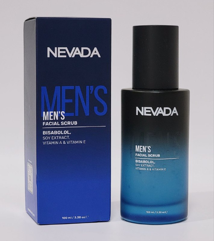 CREMA FACIAL EXFOLIANTE PARA HOMBRE, LIMPIA, PURIFICA Y RENUEVA LA PIEL, DA SUAVIDAD Y MEJORA EL ASPECTO CON BISABOLOL, EXTRACTO DE SOYA, VITAMINA A Y E NEVADA MENS 100ML
