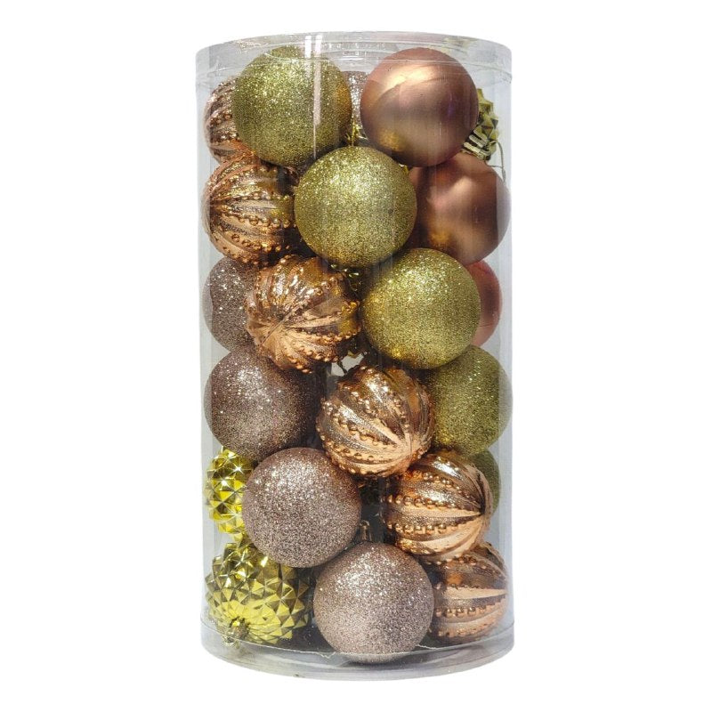 DECORACION ADORNO NAVIDEÑO PAQUETE DE 30 BOLAS DECORATIVAS,6CM 42X70X64 IDEALES PARA DARLE UN TOQUE UNICO A TU ARBOL DE NAVIDAD