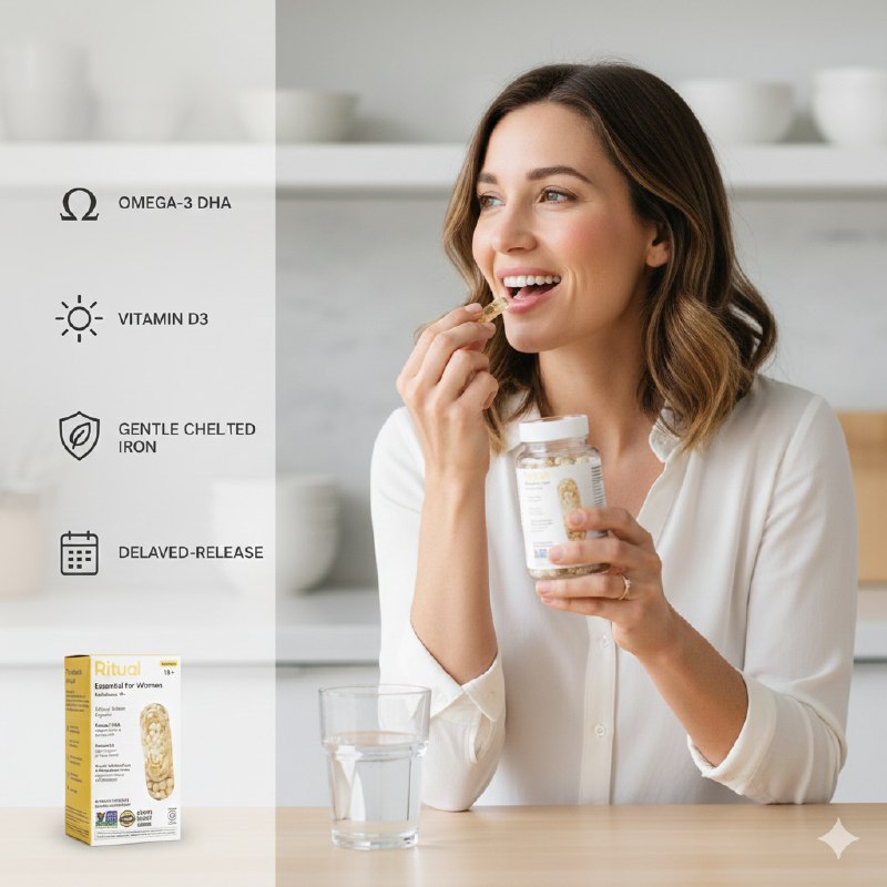 VITAMINAS EN CAPSULAS BLANDAS VEGANAS PARA MUJERES MULTIVITAMINICO PARA SALUD CEREBRAL Y CORAZON RITUAL 60UND