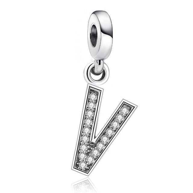 PCHARM4066$V LETRA V PANDORA PLATA 9.25