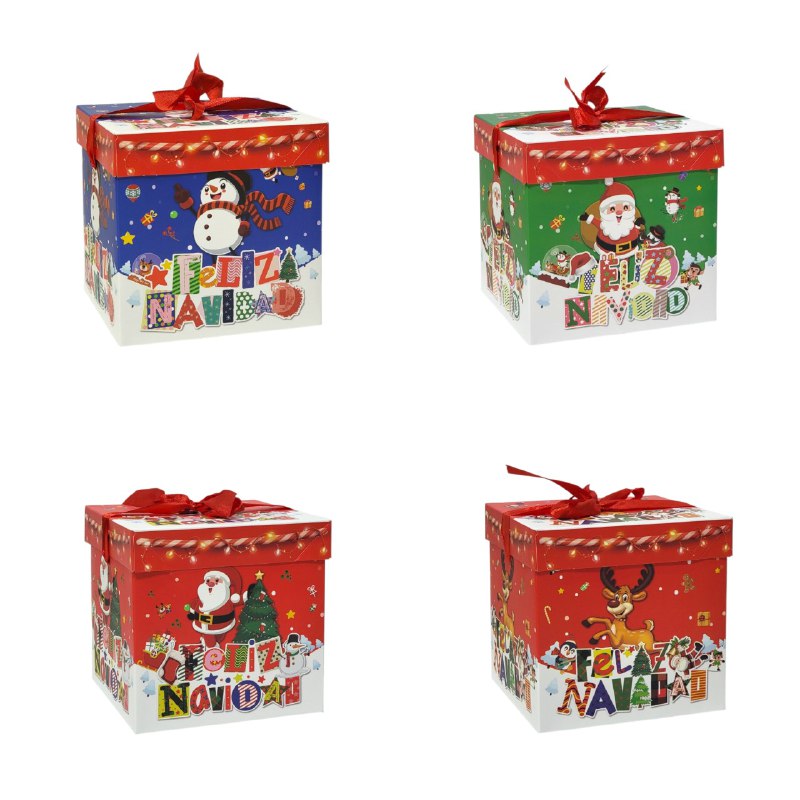 CAJA DE REGALO NAVIDEÑA MEDIANA 15X15CM