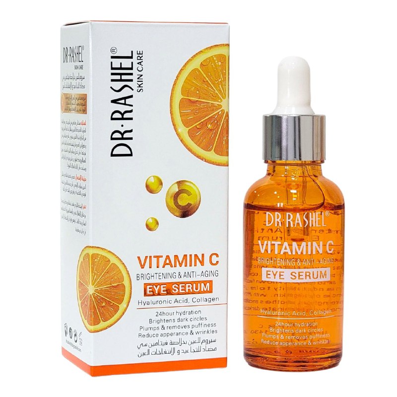 SUERO FACIAL PARA EL CONTORNO DE LOS OJOS, ILUMINADOR Y ANTIENVEJECIMIENTO CON ACIDO HIALURONICO, COLAGENO Y VITAMINA C, NUTRE LA PIEL DE LOS OJOS, REDUCE LAS ARRUGAS Y ILUMINA DR RASHEL 30ML