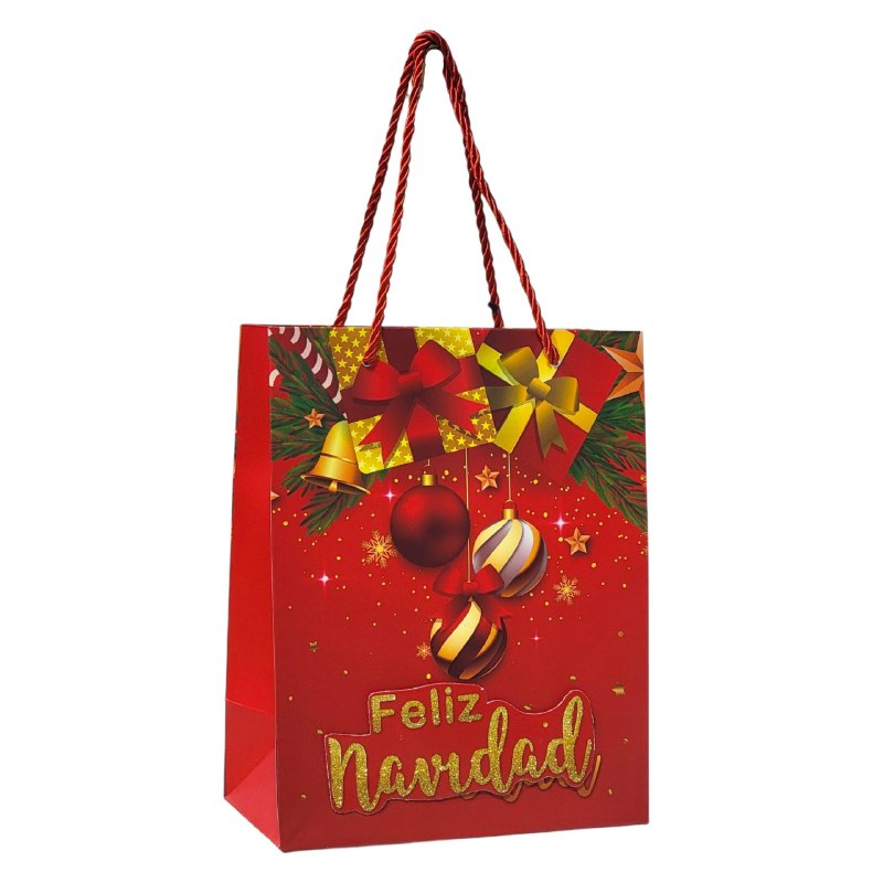 BOLSA DE REGALO NAVIDEÑA PAQUEÑA 18X23X10CM