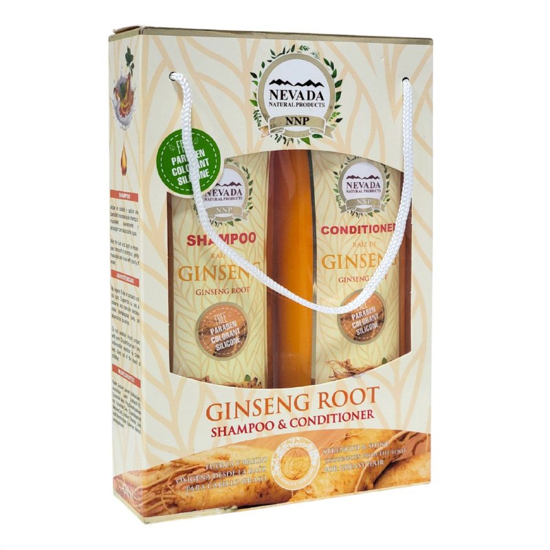 SHAMPOO Y ACONDICIONADOR EN SET DE GINSENG ESTIMULANTE DEL PELO SUAVIZANTE NEVADA 420MLX2