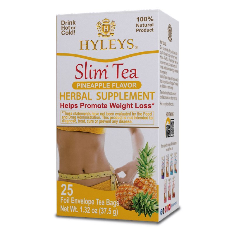 TE SABOR A PIÑA, SUPLEMENTO HERBAL AYUDA A LA PERDIDA DE PESO, NATURAL, CALIENTE O FRIO HYLEYS SLIM TEA 25UND