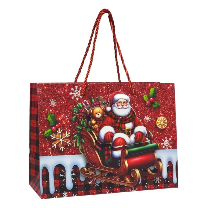 BOLSA DE REGALO NAVIDEÑA PEQUEÑA HORIZONTAL 24X18X10CM