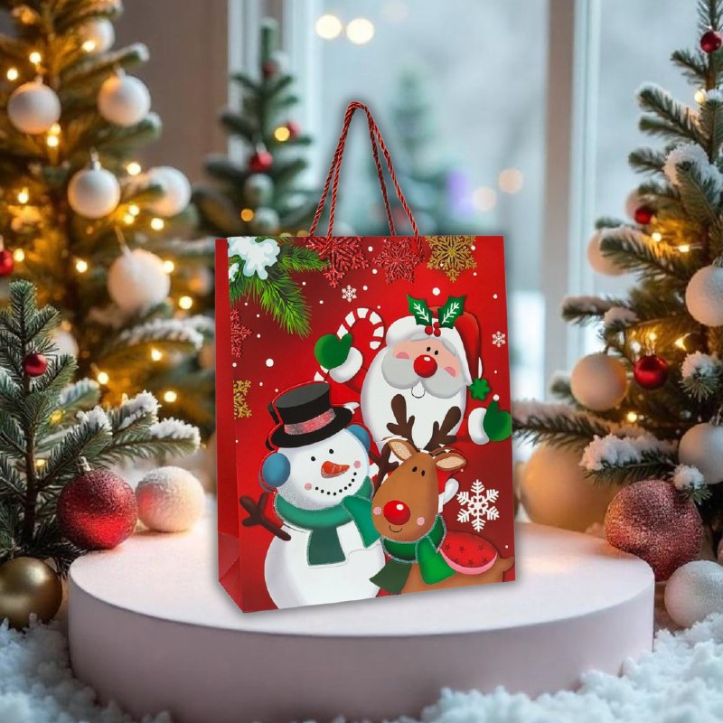 BOLSA DE REGALO NAVIDEÑA MEDIANA 32X26X10CM