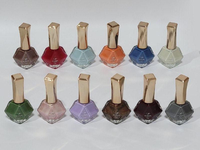 ESMALTE DE UÑAS DE LARGA DURACION DE 7 DIAS, ACABADO SUAVE Y MATE LIGERO, 12 COLORES QUEENLILY 15ML