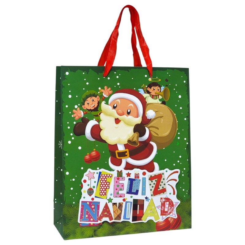BOLSA DE REGALO NAVIDEÑA MEDIANA 26X32X10CM