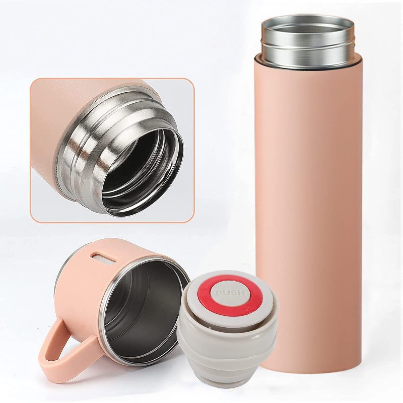 SET DE TERMO CON TAZAS DE ACERO INOXIDABLE 3 PIEZAS VACUUM FLASK 500ML