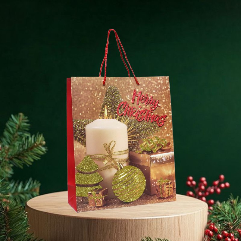 BOLSA DE REGALO NAVIDEÑA MEDIANA 32X26X10CM